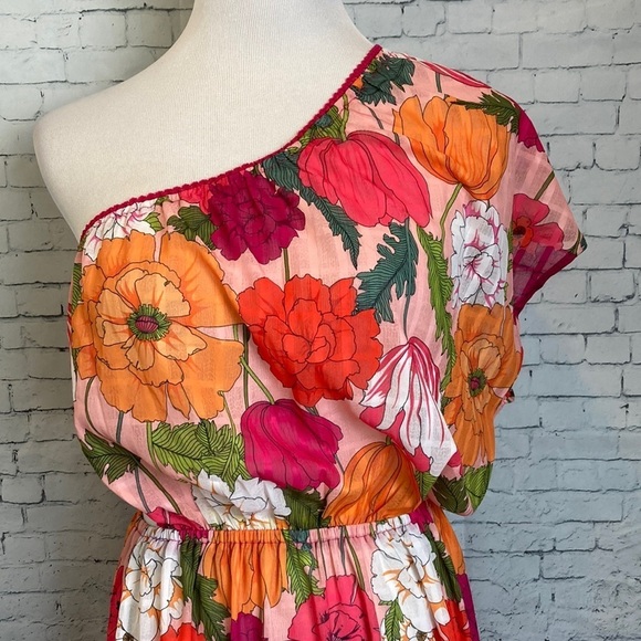 TRINA TURK sunny bloom asymmetrical one-shoulder maxi dress in multi M vacation - Picture 5 of 16